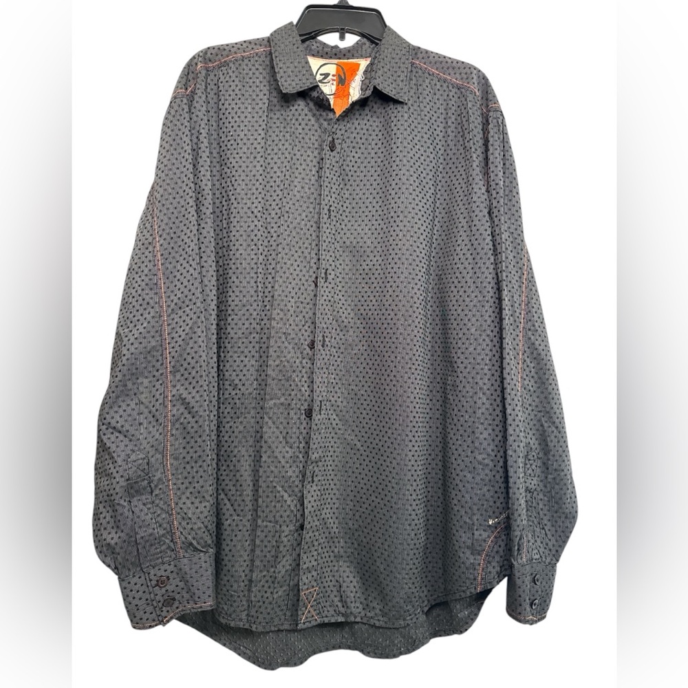 Robert Graham Shirt Men’s 2XL Zen Button Up Black White pinstripe Long Sleeve